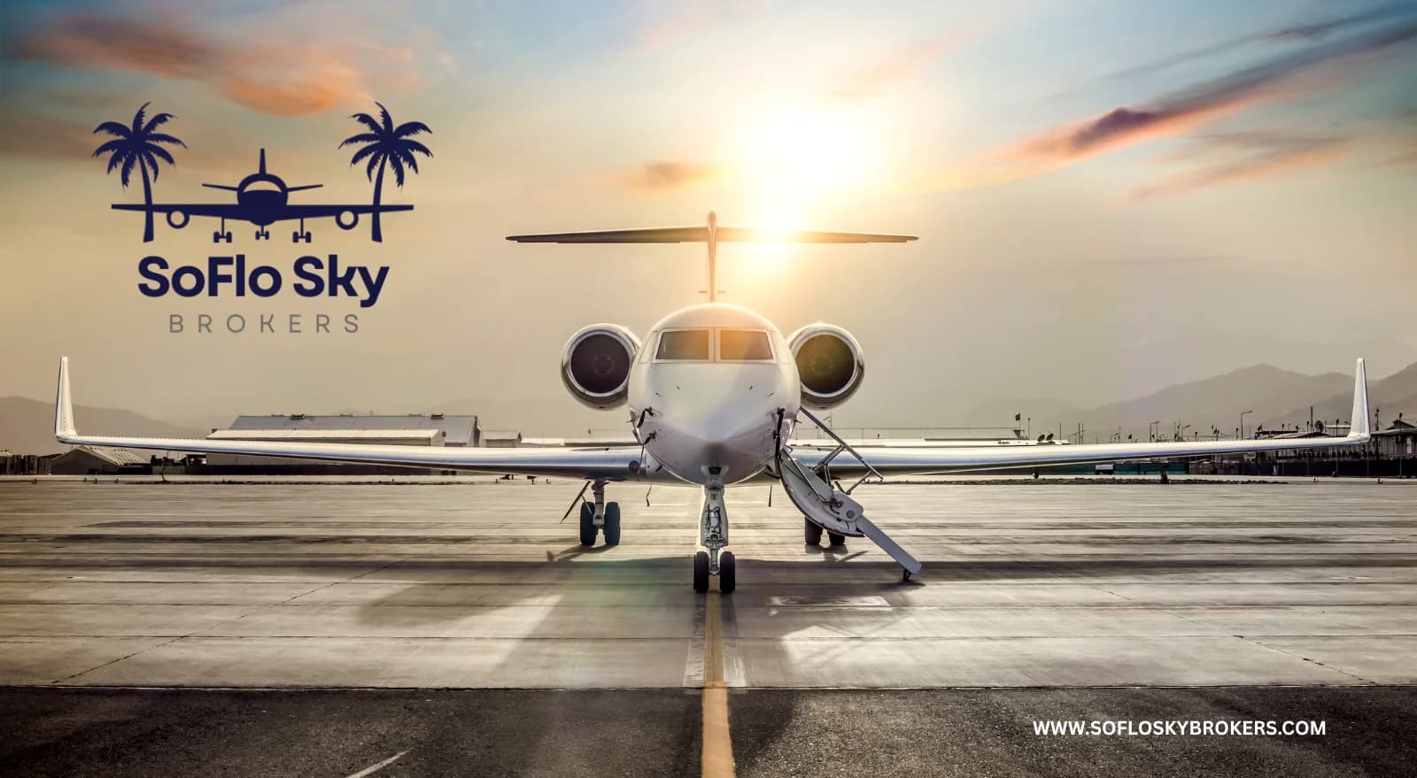 SoFlo Sky Brokers banner showcasing aircraft brokerage services